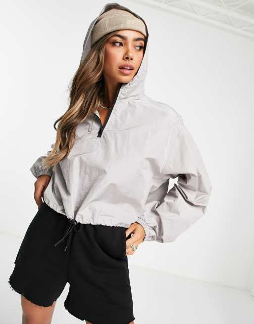 ASOS DESIGN – Grå kort regnjacka i nylon