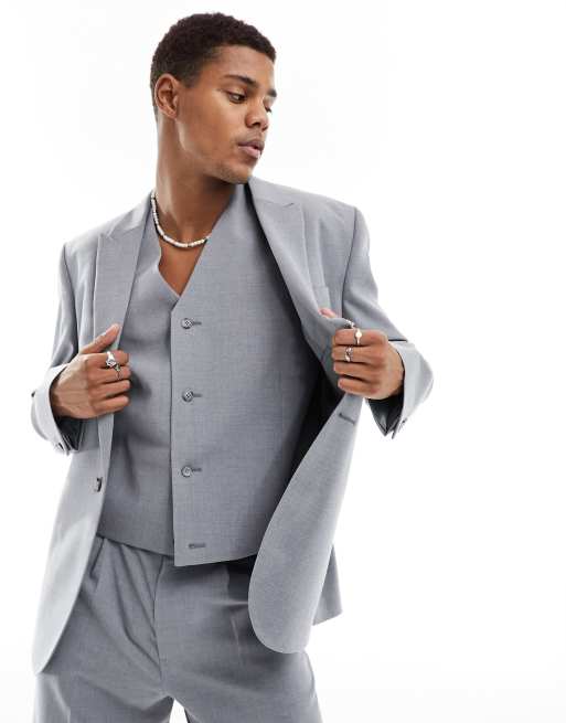 ASOS DESIGN – Grå kostymjacka med smal passform
