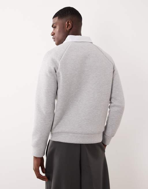 ASOS DESIGN – Grå, kraftig sweatshirt i scubaliknande tyg med kontrastfärgad pikékrage, 3 av 5