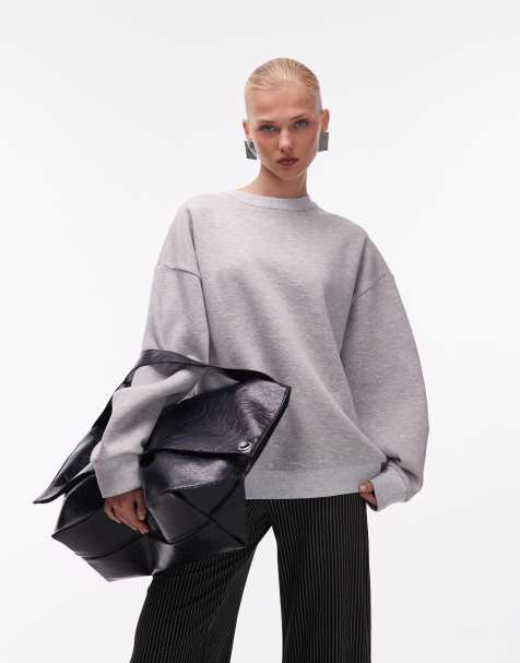 ASOS DESIGN – Grå, kraftig sweatshirt med ballongärmar - view 1