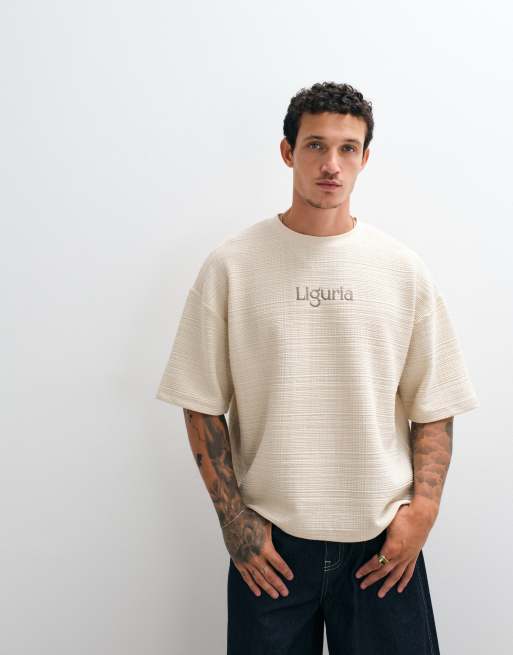 ASOS DESIGN – Grå, kraftig t-shirt med avslappnad, boxig passform, textur och broderi, 4 av 5