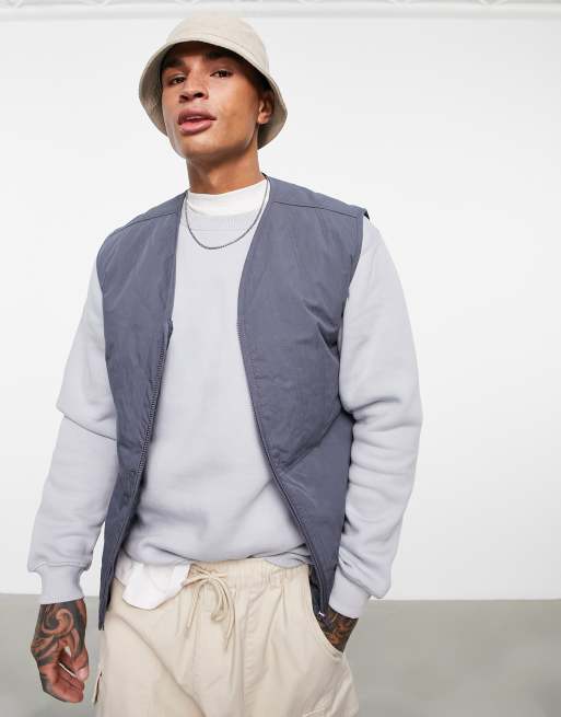 ASOS DESIGN – Grå kviltad väst av lätt material