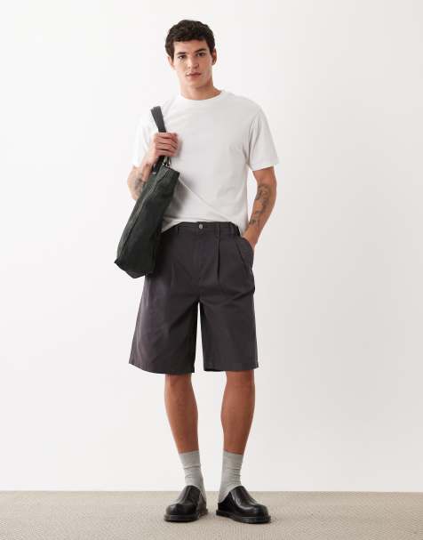 ASOS DESIGN - Grå lange chino-jorts med læg - view 1