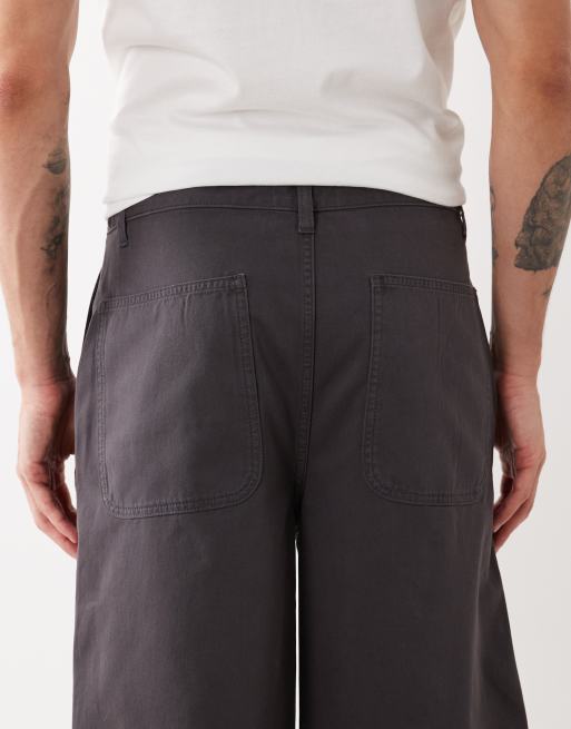 ASOS DESIGN - Grå lange chino-jorts med læg, 4 af 5