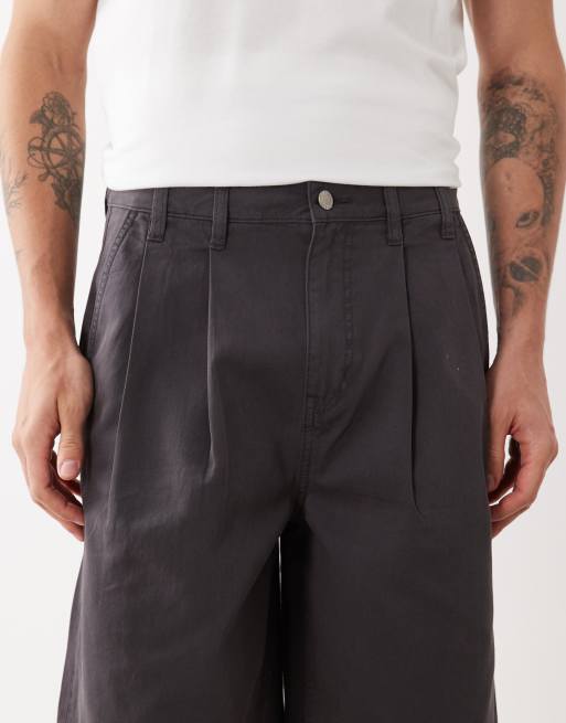 ASOS DESIGN - Grå lange chino-jorts med læg, 5 af 5