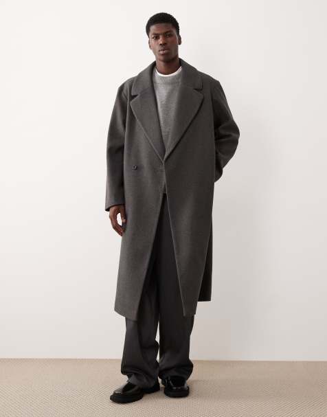 ASOS DESIGN - Grå longline-frakke i uldlook - view 1