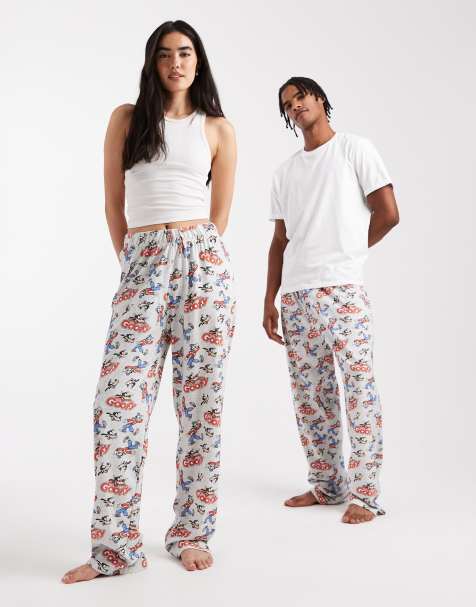 ASOS DESIGN – Grå lounge-byxor med Disneys Långben-mönster - view 1