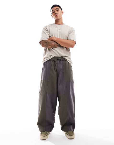 ASOS DESIGN – Grå och kakifärgade, baggy byxor i oversize - view 1
