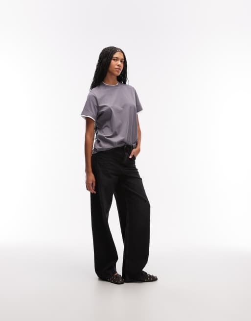 ASOS DESIGN – Grå och vit topp i oversized fit med två lager och korta ärmar , 4 av 4