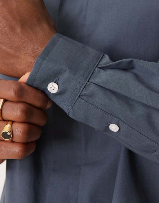 ASOS DESIGN - Grå og cropped skjorte i poplin med 70'er-krave og firkantet pasform, 3 af 4