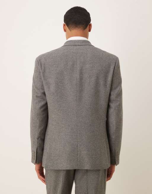 ASOS DESIGN - Grå og dobbeltradet habitjakke i uldblanding i regular fit, 3 af 5