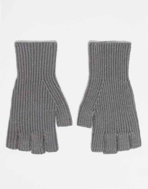 ASOS DESIGN - Grå og fingerløse handsker i strik - view 1