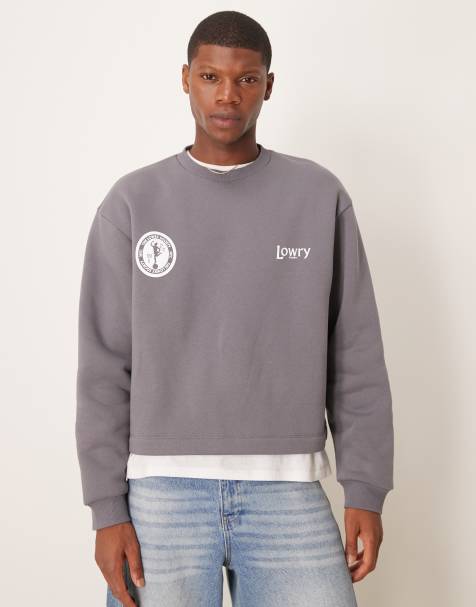 ASOS DESIGN - Grå og forvasket sweatshirt i oversize med print på brystet - view 1