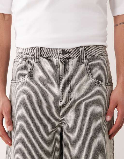ASOS DESIGN - Grå og hvide løstsiddende jorts med striber i denim - Del af sæt , 5 af 5