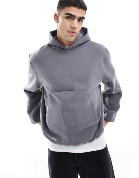 ASOS DESIGN - Grå og oversized hættetrøje med ballonkant - view 1
