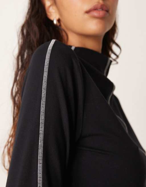 ASOS DESIGN - Grå overdel med høj hals, lange ærmer og kontrasterende syninger, 3 af 4