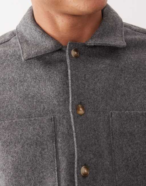 ASOS DESIGN – Grå overshirt i yllemix, 5 av 5