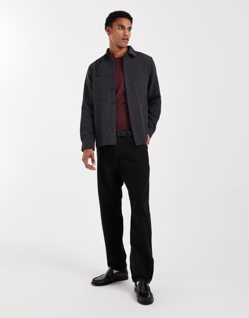 ASOS DESIGN – Grå overshirt med fiskbensmönster, 2 av 5