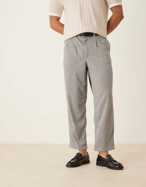 ASOS DESIGN – Grå, oversized avsmalnande finbyxor - view 1