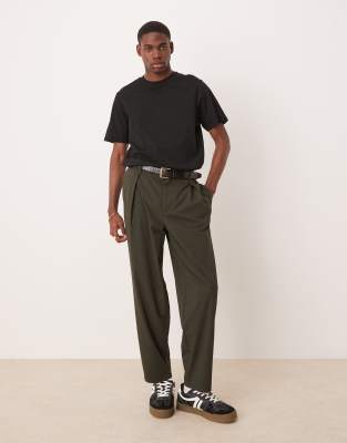 ASOS DESIGN - Grå oversized bukser med dybe læg og indsnævrede ben - view 1