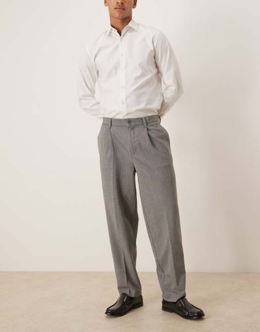 ASOS DESIGN - Grå oversized bukser med lægdetaljer i uldlook, 2 af 5