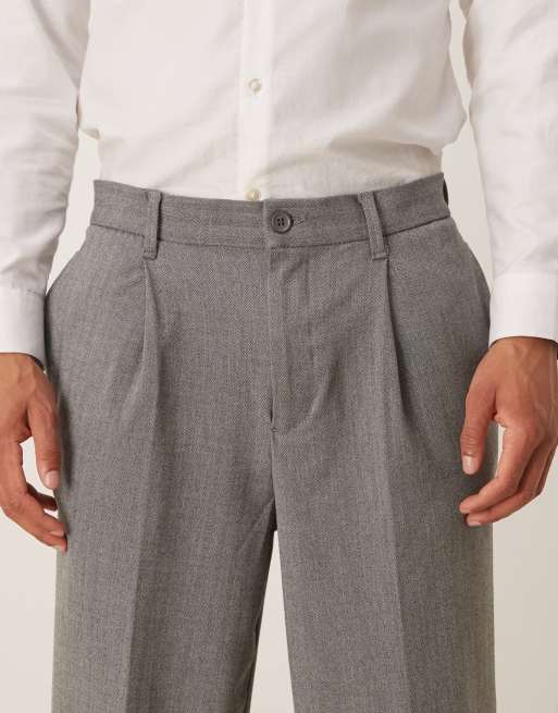ASOS DESIGN - Grå oversized bukser med lægdetaljer i uldlook, 4 af 5