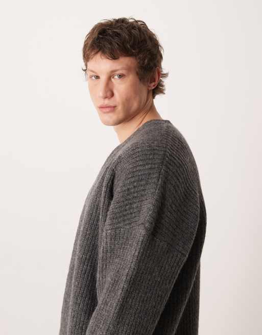 ASOS DESIGN - Grå oversized cardigan i ribstrik, 4 af 5