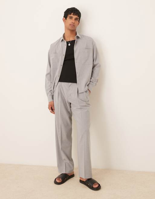 ASOS DESIGN - Grå oversized cropped skjorte i hørblanding i firkantet pasform - Del af sæt, 4 af 4