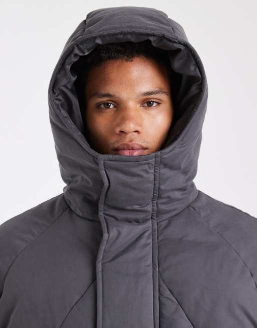 ASOS DESIGN - Grå oversized dynejakke med hætte, 5 af 6