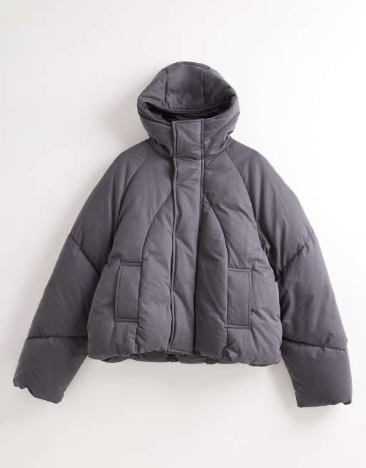 ASOS DESIGN - Grå oversized dynejakke med hætte, 6 af 6