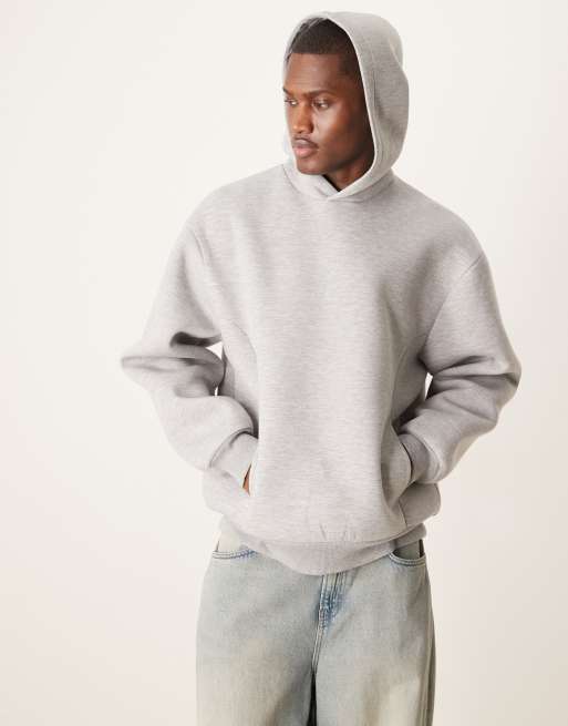 ASOS DESIGN - Grå oversized hættetrøje i scuba-stof i firkantet pasform