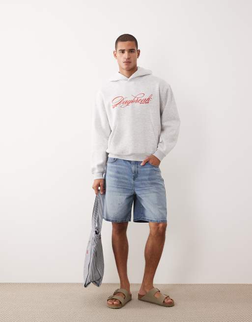ASOS DESIGN - Grå oversized hættetrøje med firkantet pasform og broderet print, 2 af 5