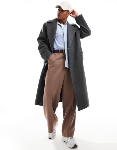 ASOS DESIGN - Grå oversized overfrakke i uldlook - view 1