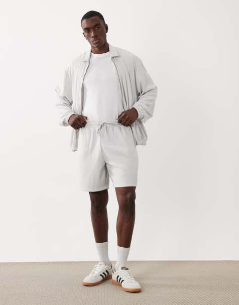 ASOS DESIGN - Grå oversized shorts i jersey med ribbet tekstur - view 1
