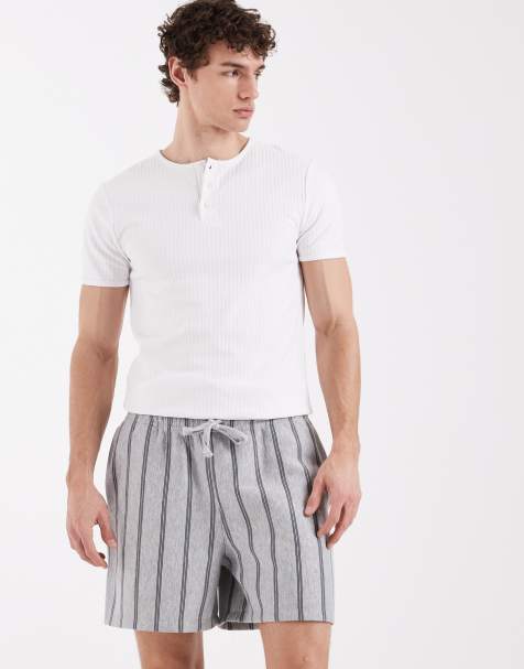 ASOS DESIGN - Grå oversized shorts i jersey med stribet print - view 1