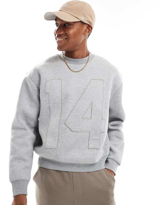 ASOS DESIGN - Grå oversized sweatshirt i scuba-stof i firkantet pasform