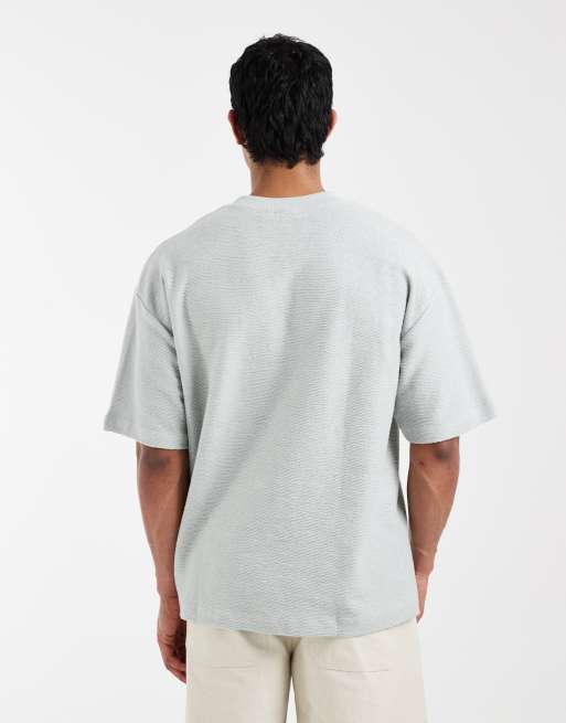 ASOS DESIGN - Grå oversized T-shirt i superkraftig bouclé-crepe med tekstur og tekst på brystet, 5 af 5