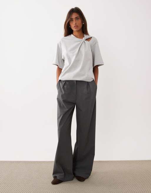 ASOS DESIGN - Grå oversized T-shirt med korte ærmer og knudedetalje, 2 af 4