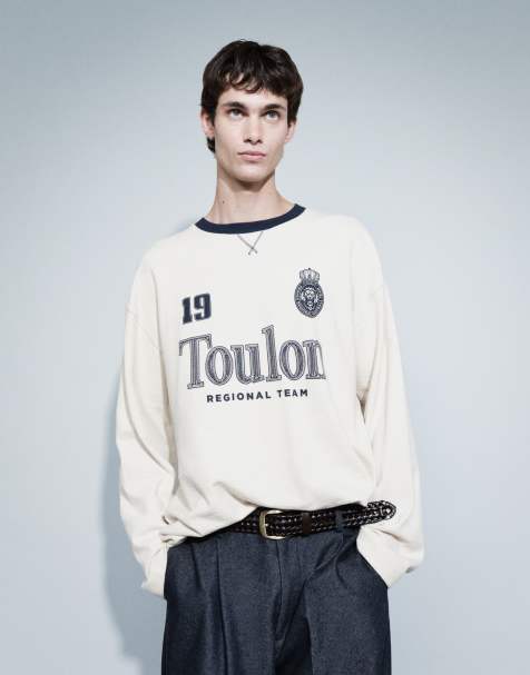 ASOS DESIGN - Grå oversized T-shirt med lange ærmer og fodboldgrafik i kraftig crepe - view 1