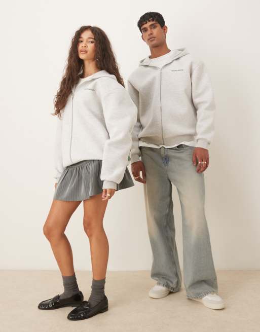 ASOS DESIGN - Grå oversized unisex-hættetrøje med lynlås og 'Disney Mickey Mouse'-print i scuba-lignende materiale, 2 af 4