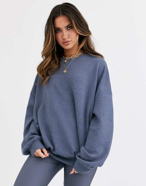 ASOS DESIGN - Grå oversized superblød sweatshirt og disco-leggings - Sæt , 2 af 3