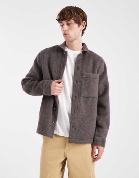 ASOS DESIGN - Grå overskjorte med børstet uldlook - view 1
