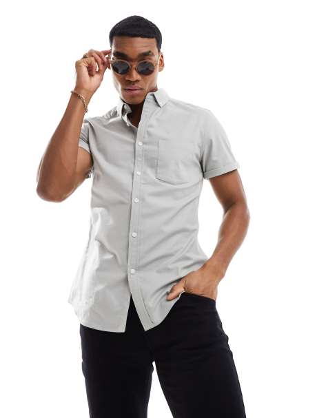 ASOS DESIGN - Grå Oxford-skjorte i slim fit - view 1