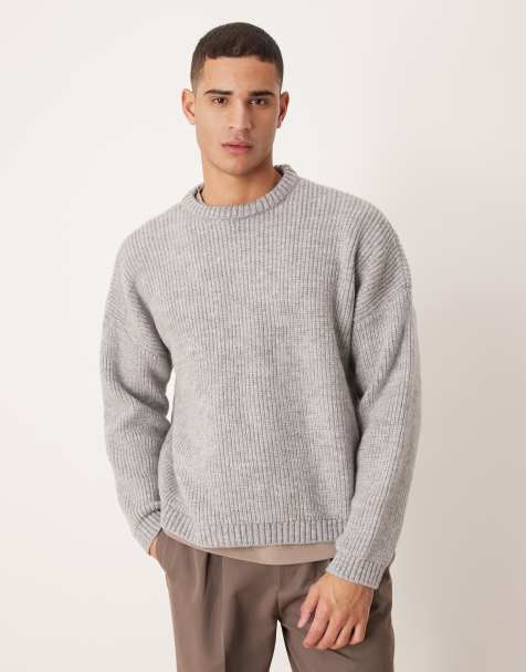 ASOS DESIGN – Grå, patentstickad tröja i extra oversize och boxig passform - view 1