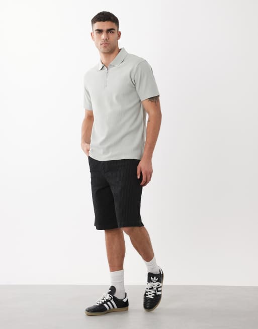 ASOS DESIGN - Grå poloskjorte i regular fit med lynlås og vaffeltekstur, 2 af 5