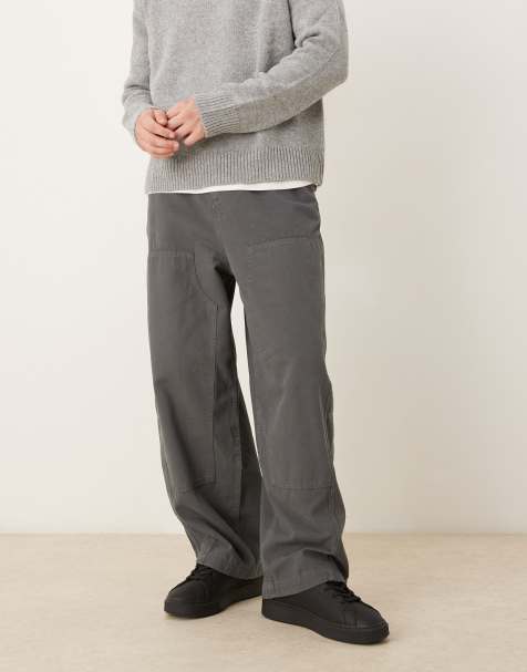 ASOS DESIGN - Grå posede oversized bukser med tømrerdetaljer - view 1