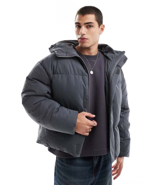ASOS DESIGN – Grå pufferjacka i oversize med dekorativ söm - view 1