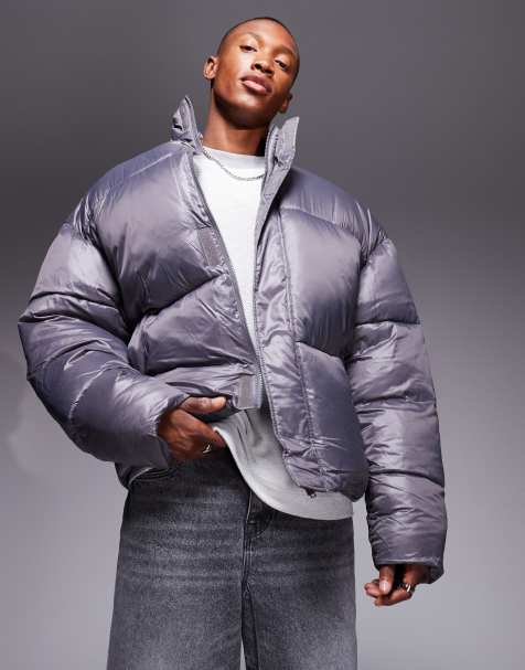 ASOS DESIGN – Grå pufferjacka i oversize - view 1