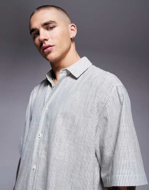 ASOS DESIGN – Grå, randig skjorta i oversize, 3 av 4