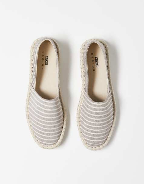 ASOS DESIGN – Grå, randiga espadrillos i canvas - view 1